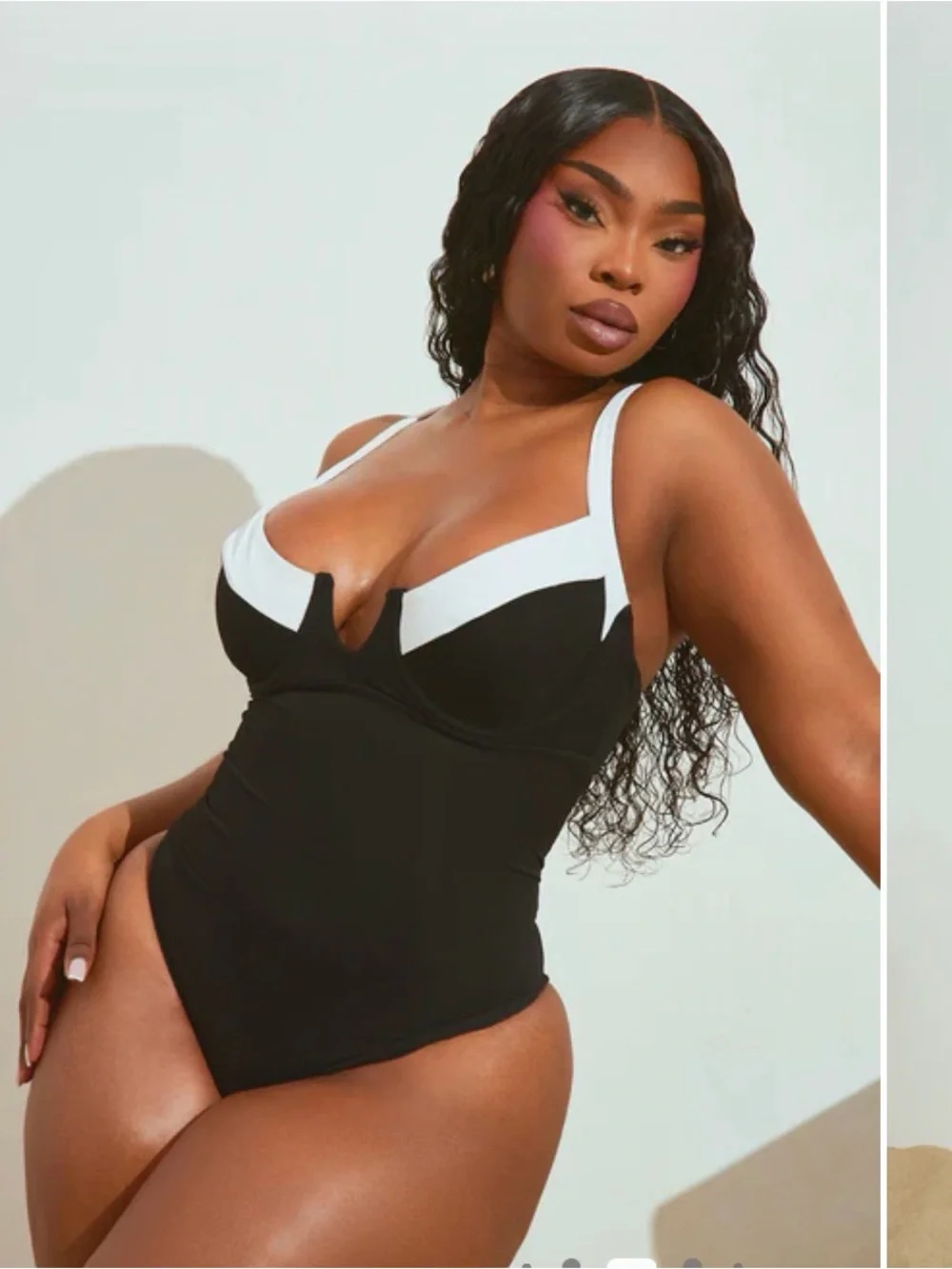 Fashion Nova Black and White One-Piece Swimsuit Large New no tags